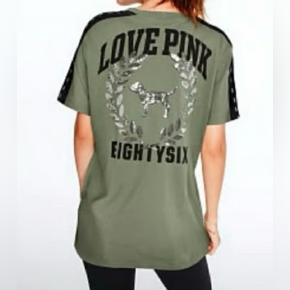 VS.PINK bling dog tee-large EUC